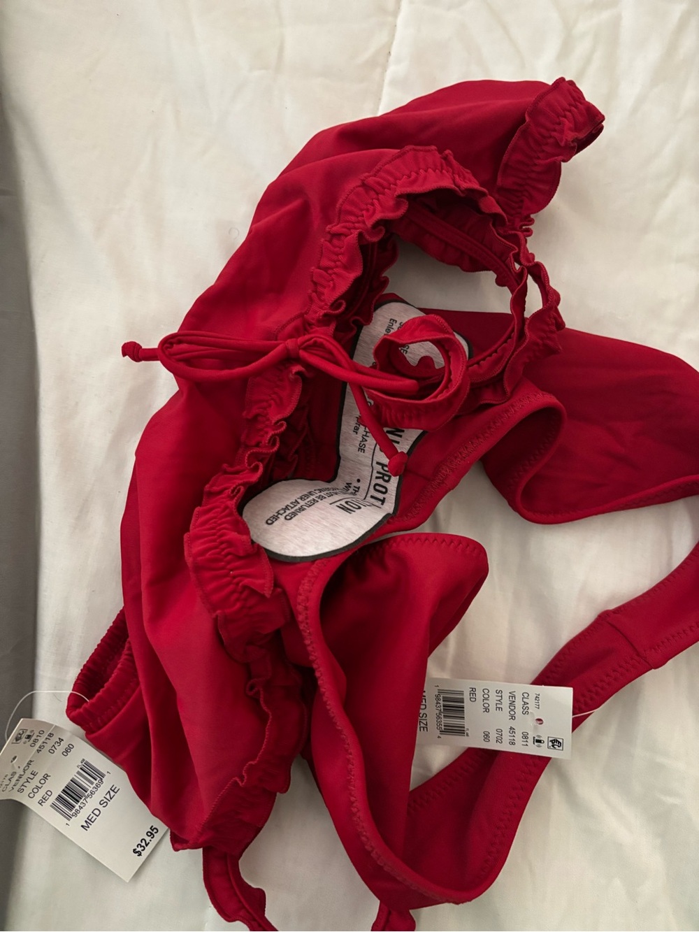 PacSun Red Ruffle Bandeau Bikini Set - Picture 2 of 3
